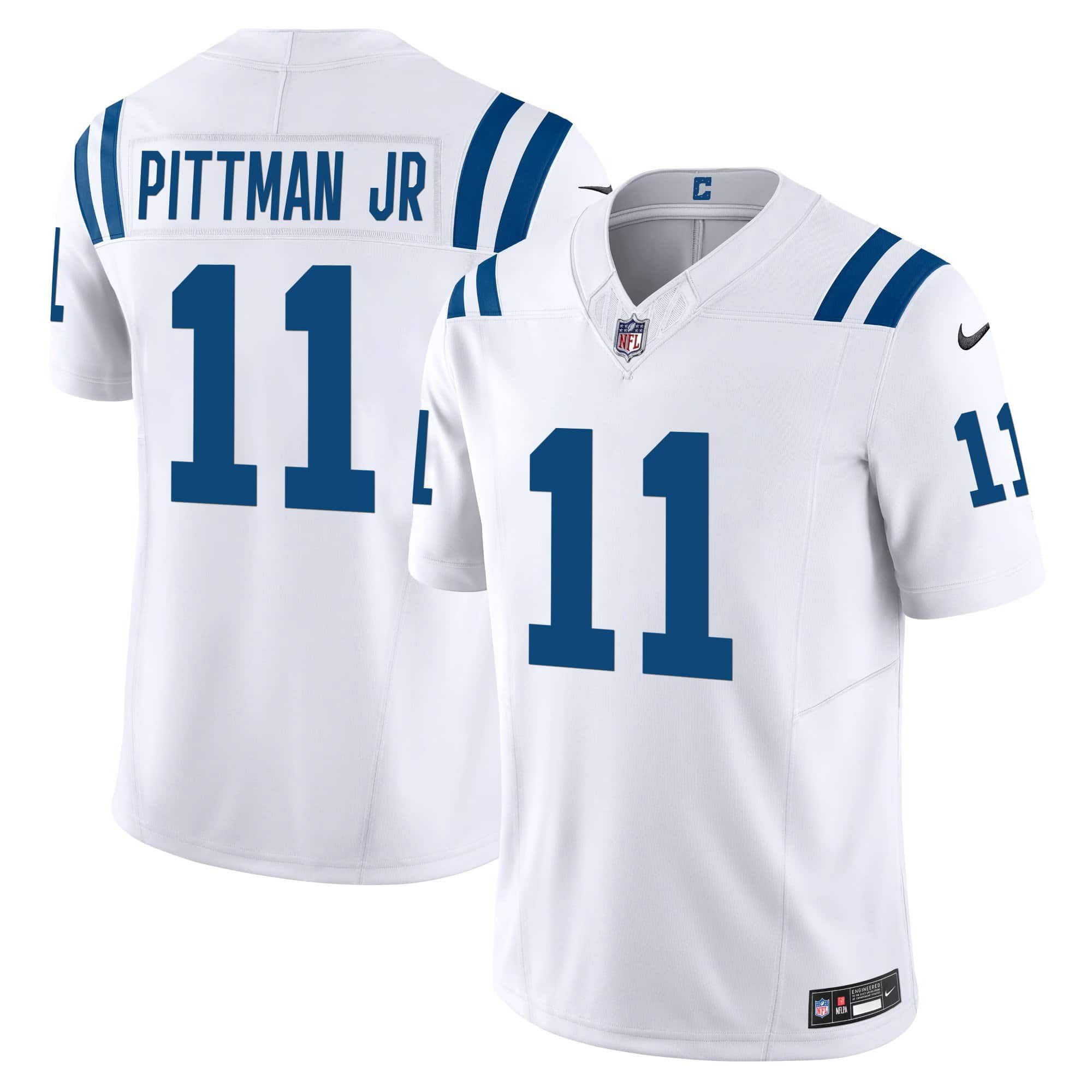 Men Indianapolis Colts 11 Pittman jr White 2024 Nike Vapor Limited NFL Jersey